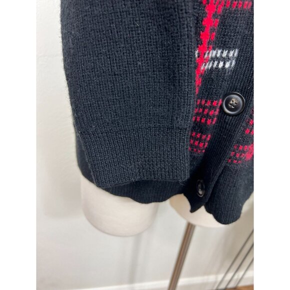 Pendleton Womens Black Red 100% Wool Plaid Cardigan Sweater - Picture 3 of 13